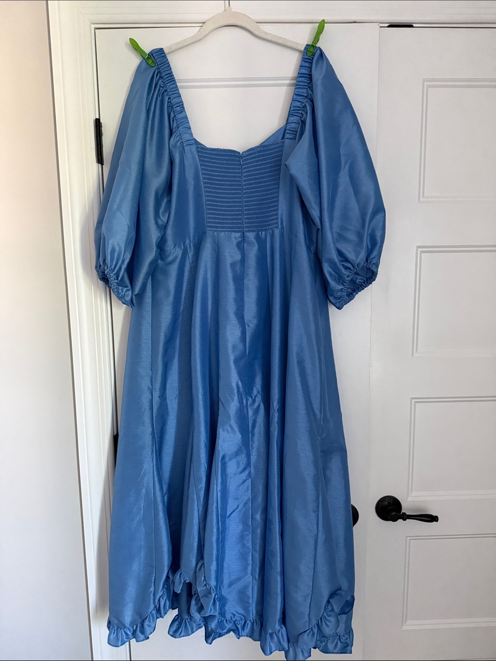 Hutch Sky Blue Puff Sleeve Midi Dress with Front Bow - Picture 3 of 4
